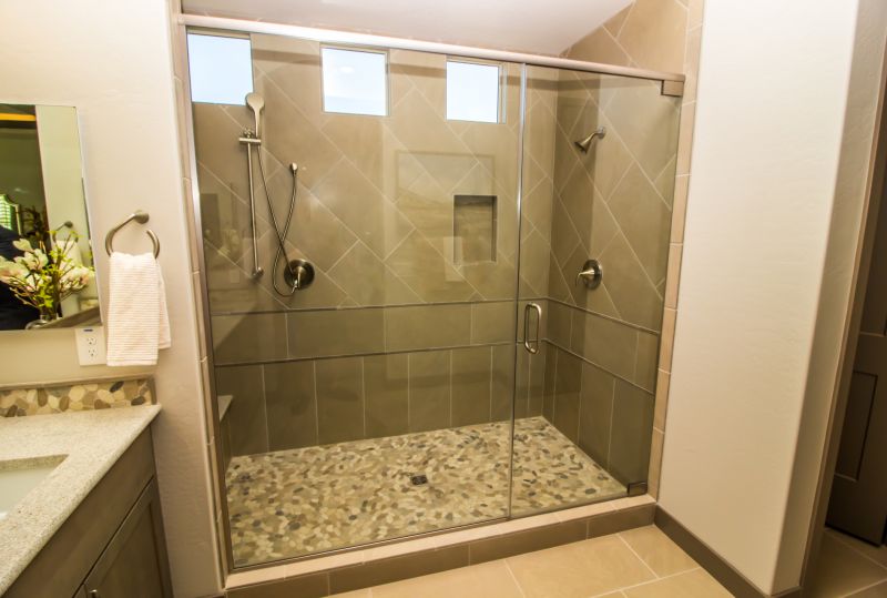Minimalist Glass Shower with Bench